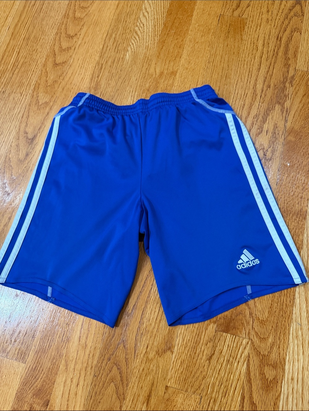 adidas Blue Athletic Shorts with White Side Stripes